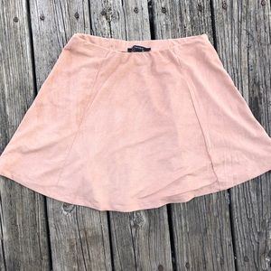 Dusty Rose Suede Circle Skater Skirt